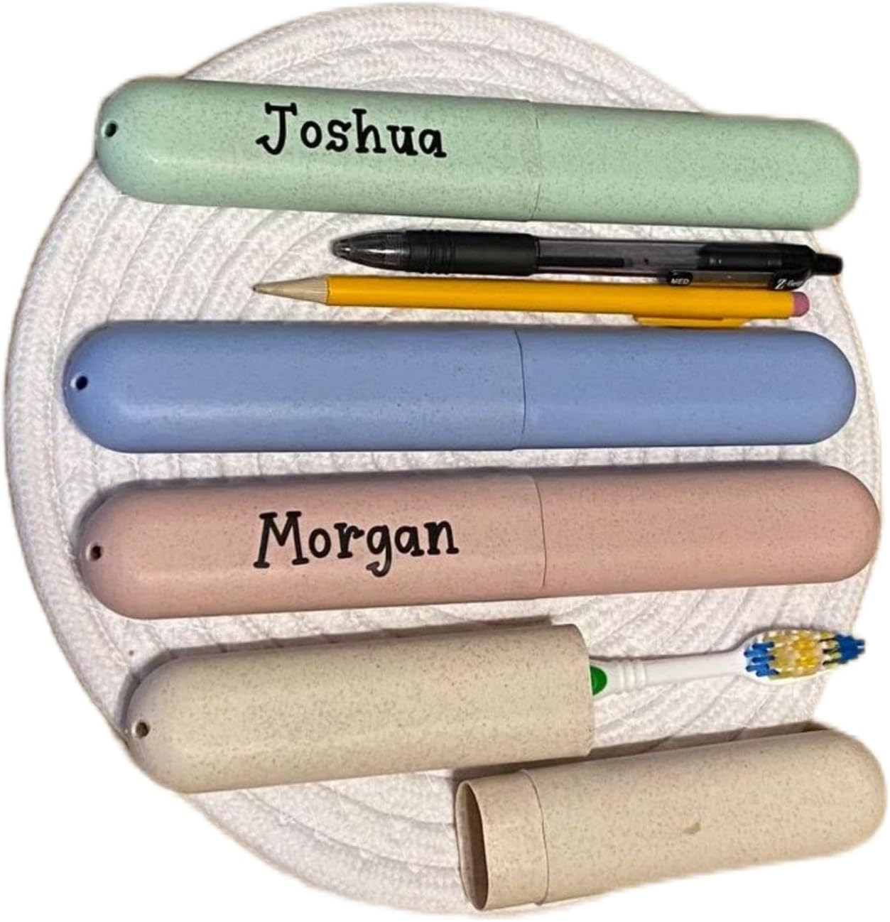4Pcs Personalized Toothbrush case travel toothbrush college essential 8 ft phone wire case toothbrush case stocking stuffer vacation essential