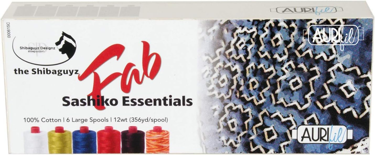 Shibaguyz Designz Fab Sashiko Essentials Aurifil Thread Kit 6 Large Spools 12 Weight SF12SE6