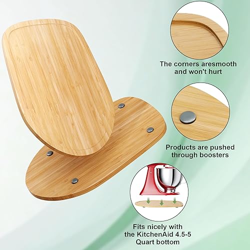 Miniatura 3 de GuanQiao KitchenAid - Deslizador de bambú de grado alimenticio para mezclador de soporte de cabeza inclinable de 4.5 a 5 cuartos de galón,