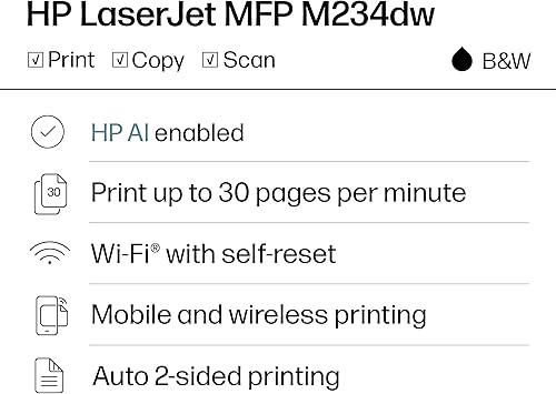 Miniatura 2 de HP Laserjet MFP M234dw Wireless Printer, Print, scan, Copy, Fast speeds, Easy Setup, Mobile Printing, Best-for-Small Teams, Instant Ink Eligible