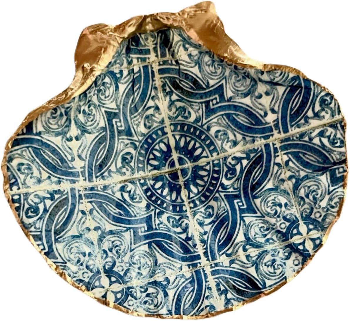 Jewelry Organizer Tray Gifts for Women Mom Natural Organic Handmade Shell Room Decor Ring Dish,Christmas Birthday Wedding Anniversary Holiday Stocking Stuffers Gifts (Moroccan Blue)