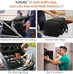 Small Duffel Bag 17 inch Carry On Weekender Bag, Black | 25L, Multi Pockets, For Travel Gym Sport