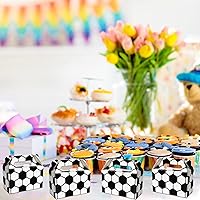 Vista 6 de Tevxj Paquete de 12 cajas de regalo para fiesta de fútbol, bolsas de dulces de fútbol, bolsas de golosinas y aperitivos para fiestas deportivas