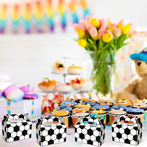 Miniatura 6 de Tevxj Paquete de 12 cajas de recuerdos de fiesta de fútbol, bolsas de dulces de fútbol, regalos de fiesta, regalos de equipo de fútbol deportivo,