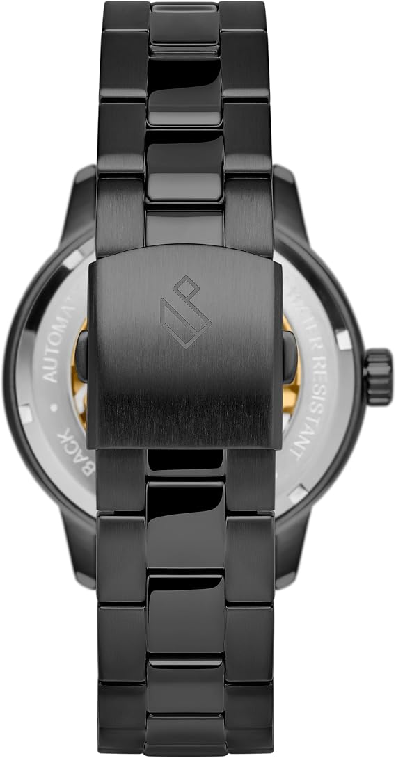 Dante II | Black Skeleton Watch with Gold-Tone Movement