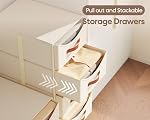 DIMJ Stackable Closet Drawers Organizers - 4 Pack Fabric Basket Foldable Clothing Storage Bins with Reinforced Handles for Wardrobe, Bedroom, Dresser,Shelves (Beige)