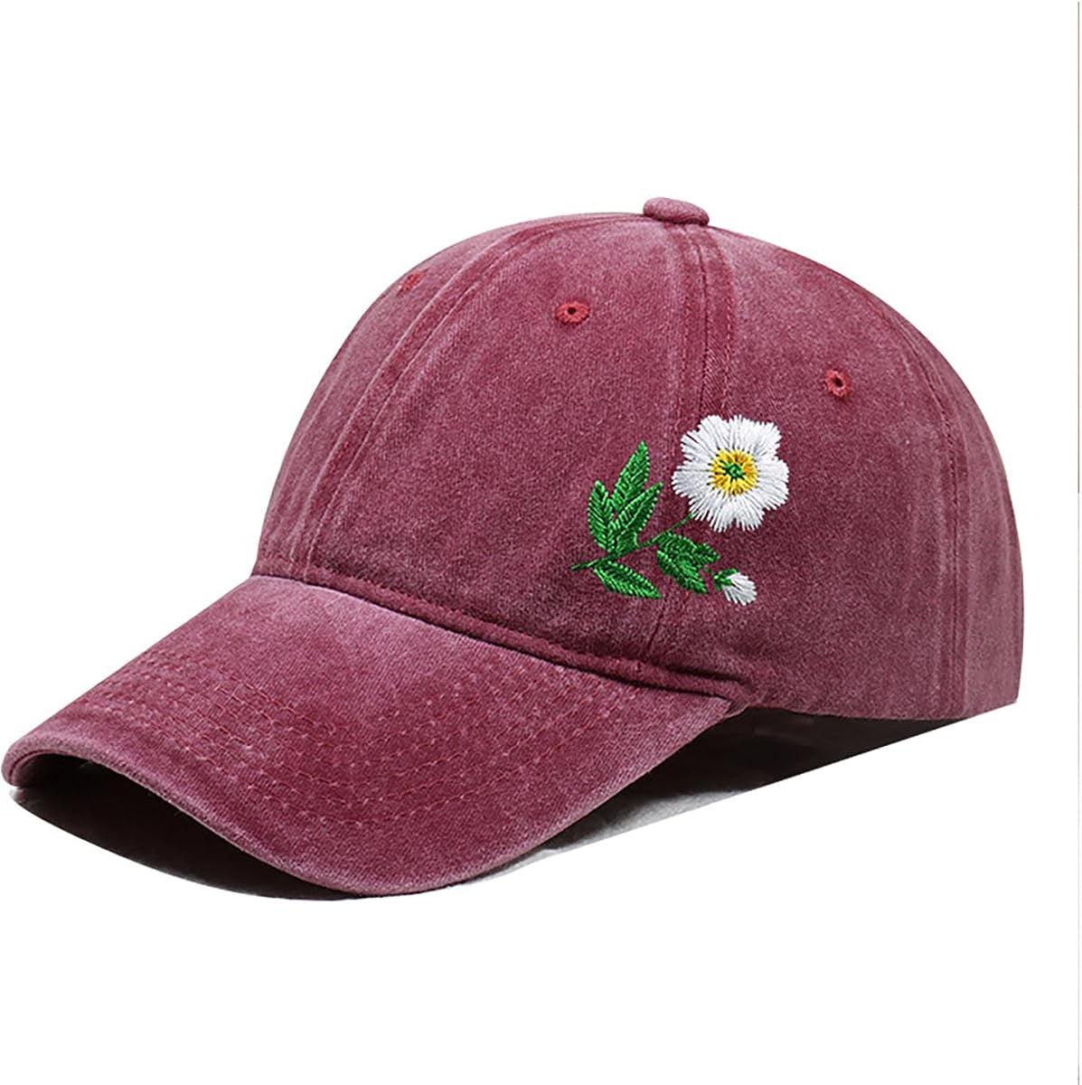 Summer Hand Embroidered Floral Baseball Cap Cotton Flower Hat Gifts for Women Girl