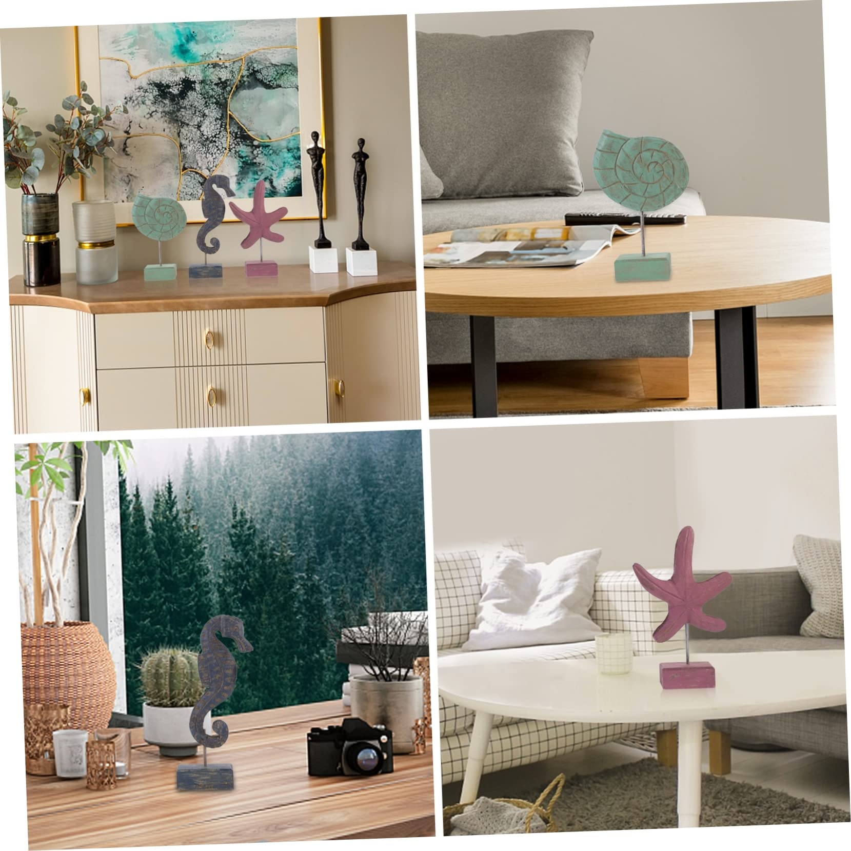 Hemobllo 3 Piezas Conjunto Decoración Madera para Adorno para Salón y Oficina Escultura
