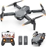 Foldable Drones for Kids Beginners - With 1080P HD Camera, FPV Remote Control Quadcopter, One Key Start/Land, Altitude Hold, 2 Batteries RC Helicopter Toys Gifts for Boys (Black)