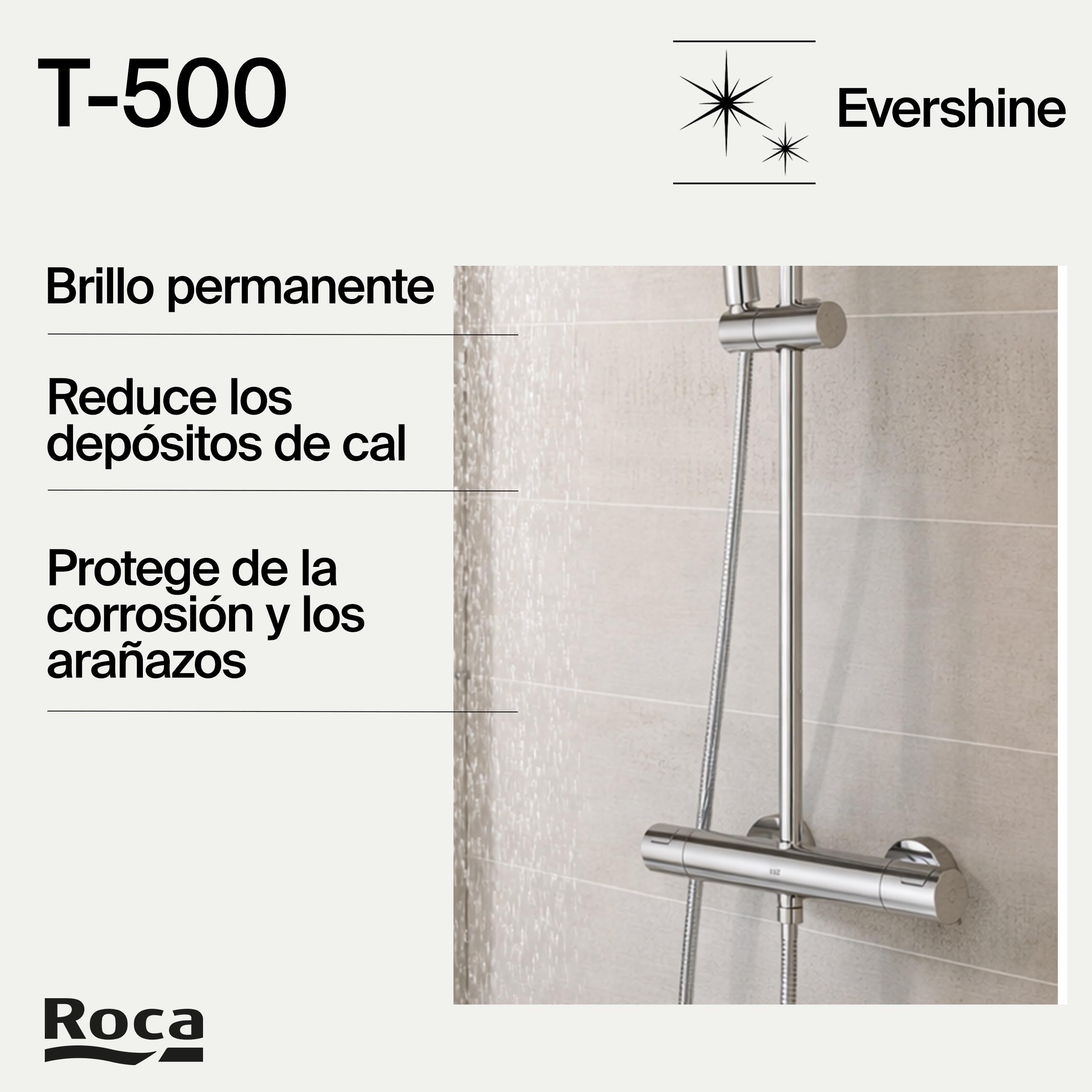 Roca,T-500,Grifería termostático exterior para ducha,A5A2E18C00