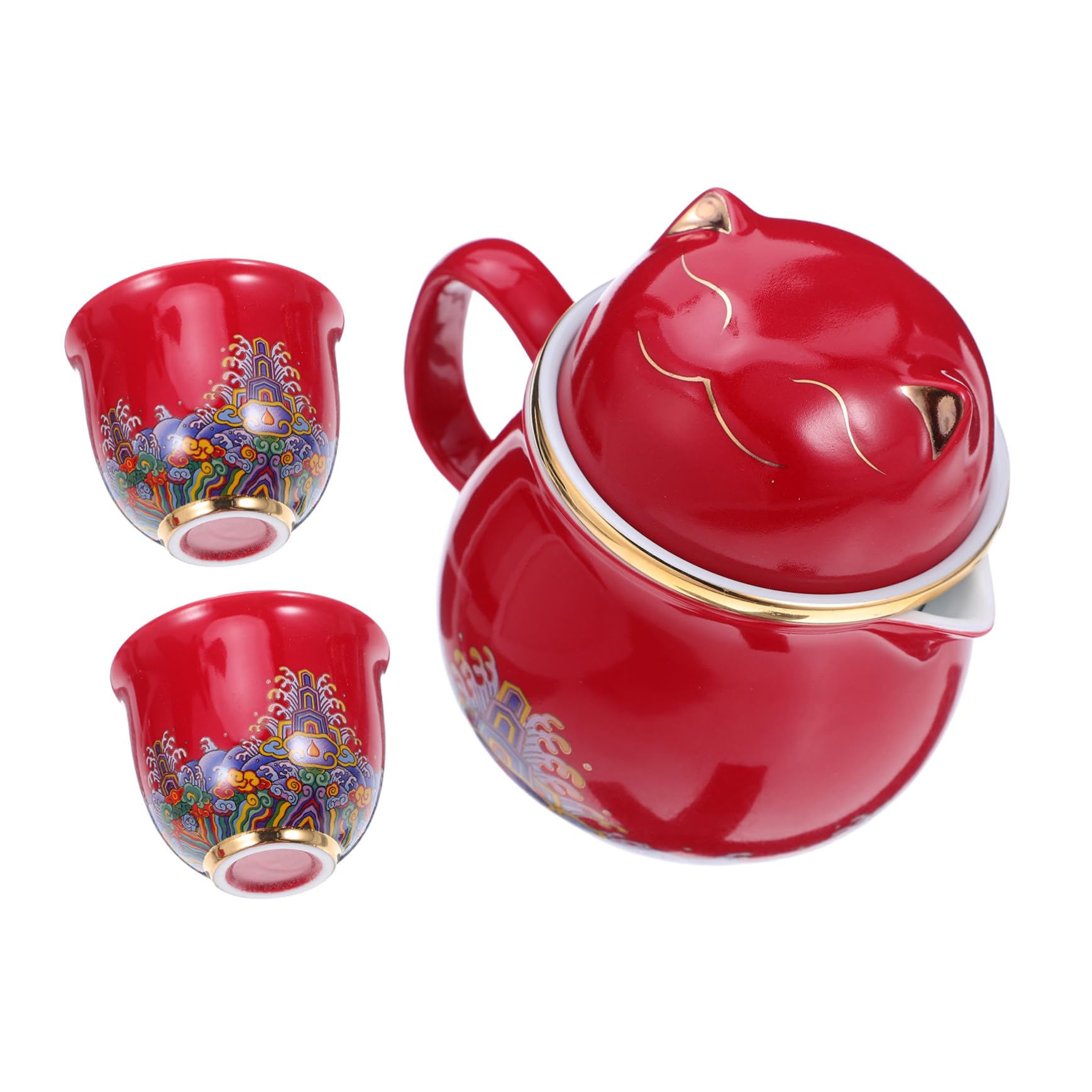 Coffret service à thé porcelaine théière Gongfu tasses chat voyage