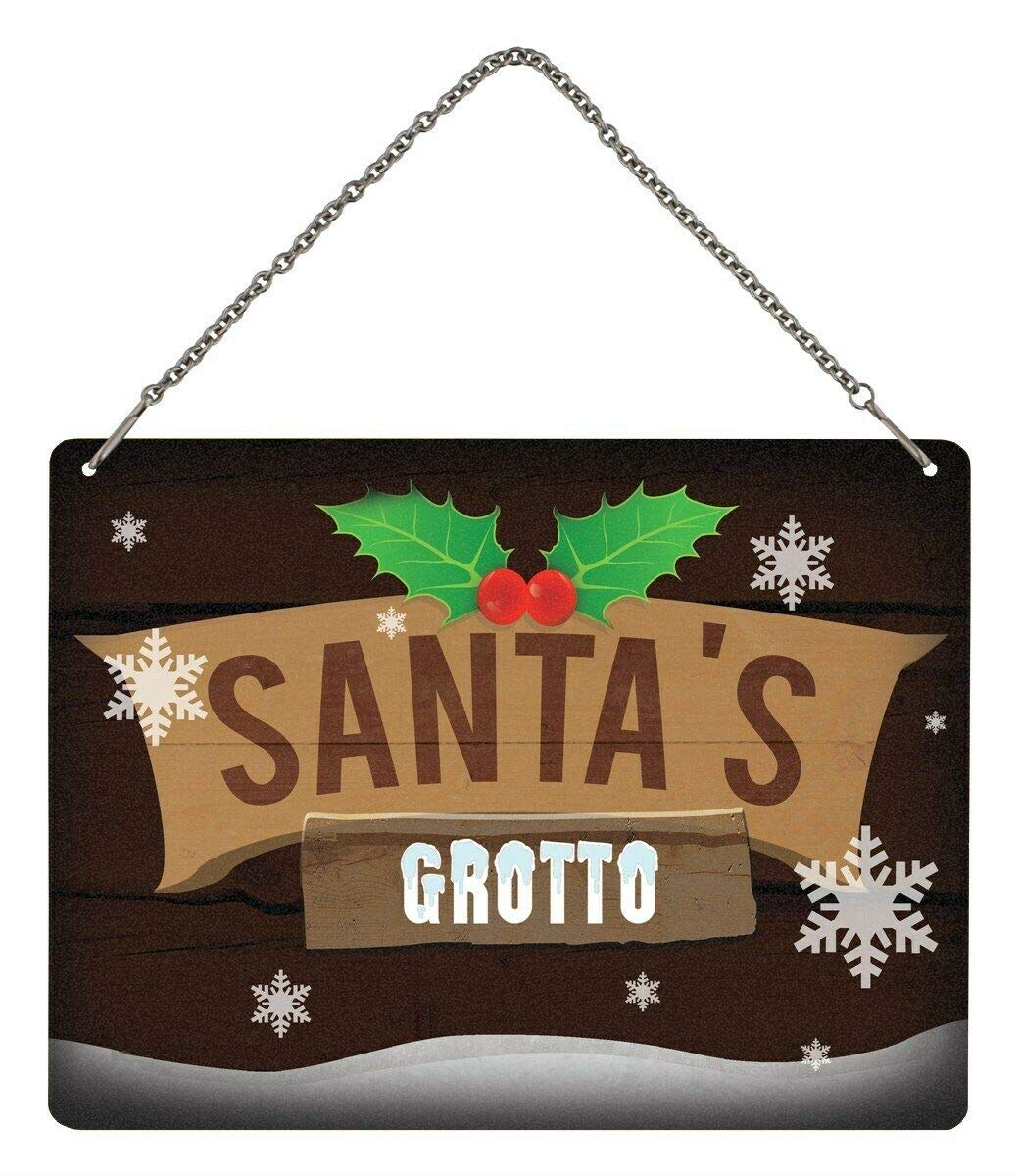 Bioprocess Tinsignc267 Santa Tin Sign Santa's Grotto Tin Sign 8X12 Inch
