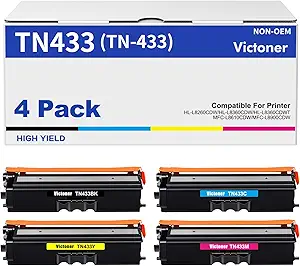 TN433 TN-433 MFC L8900CDW Toner Cartridge 4 Pack Compatible Replacement for Brother TN 433 TN431 TN-431 TN433BK for MFC-L8900CDW HL-L8360CDW HL-L8360CDWT HL-L8260CDW MFC-L8610CDW Printer(B/C/Y/M)