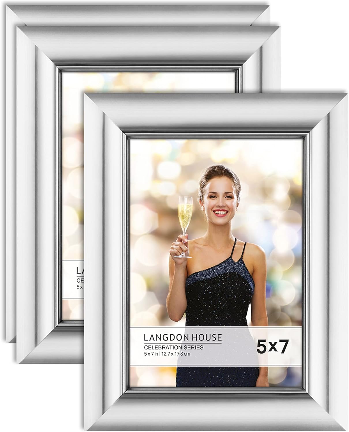 Langdon House 11x14 Picture Frames (Gold, 3 Pack), Contemporary Glam Photo Frames 11 x 14, Wall Mount or Table Top, Celebration Collection