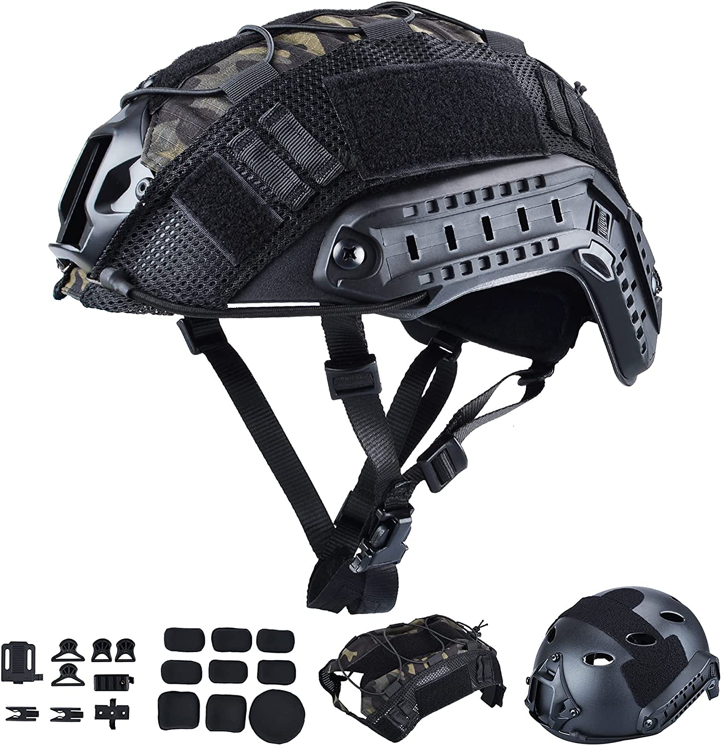 Casque De Paintball PJ pour Pistolet A Air Tactique avec Housse De Casque, avec Rail latéral Et Support NVG, Utilisé pour Les Sports De Plein Air, la Chasse Et l'équipement De Protection pour Le Tir