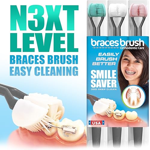 Miniatura 3 de Smile Saver - Cepillo de dientes de 360° de 3 lados 3D | Cepillo de dientes de tres lados para cuidado de ortodoncia | Soportes de alambre para