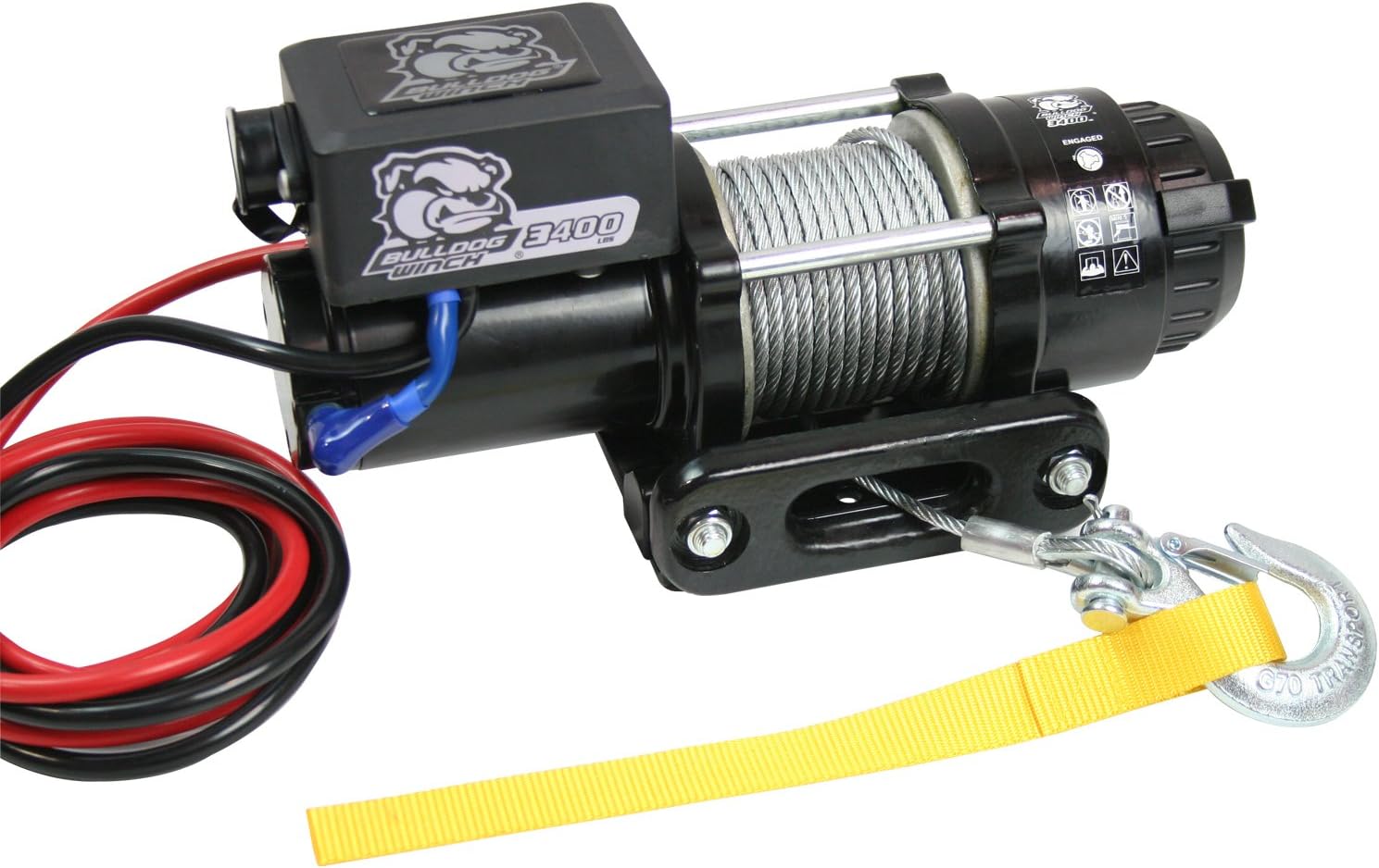 BULLDOG Winch 15017 Winch (3400lb Trailer/Utility with 45 ft. Wire Rope, Roller Fairlead, Mounting Plate, Low Profile)