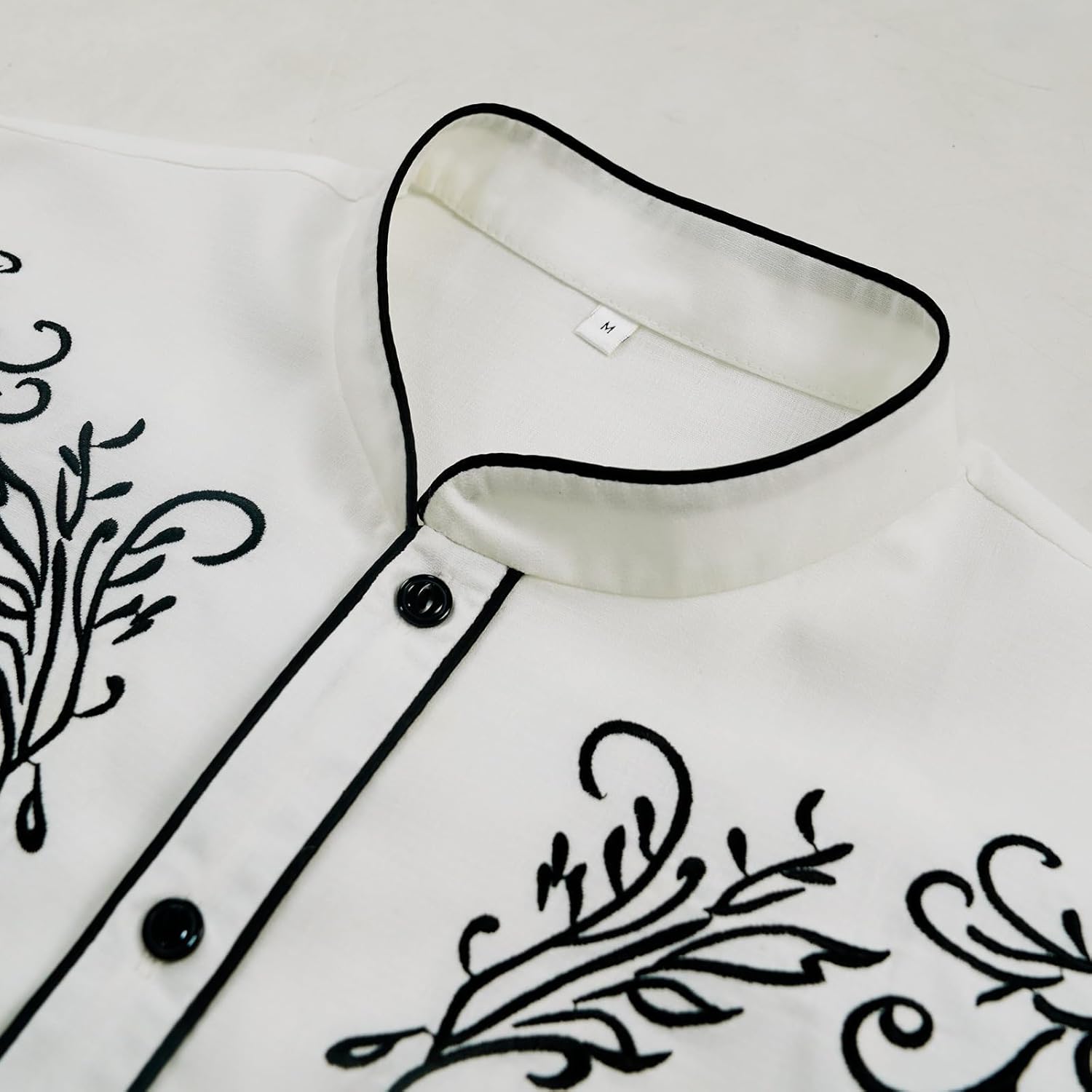 Mens Western Cowboy Shirt Embroidery Slim Fit Long Sleeve Button Down Shirt - Image 4