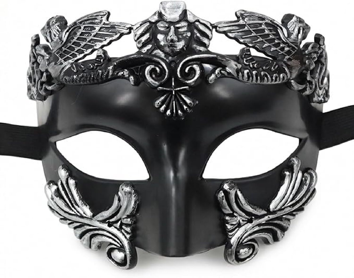 HWZENQZ Masquerade Mask for Men,Roman Vintage Greek Warrior Venetian Masks for Halloween, carnival masks, and Easter parties (Black silvery)