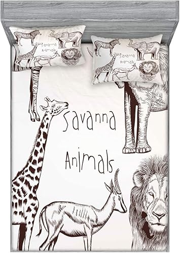 Miniatura 398 de Ambesonne Juego de sábanas bajeras y fundas de almohada occidentales, sombrero de vaquero con temática del salvaje oeste y cuerda de ganadería vieja