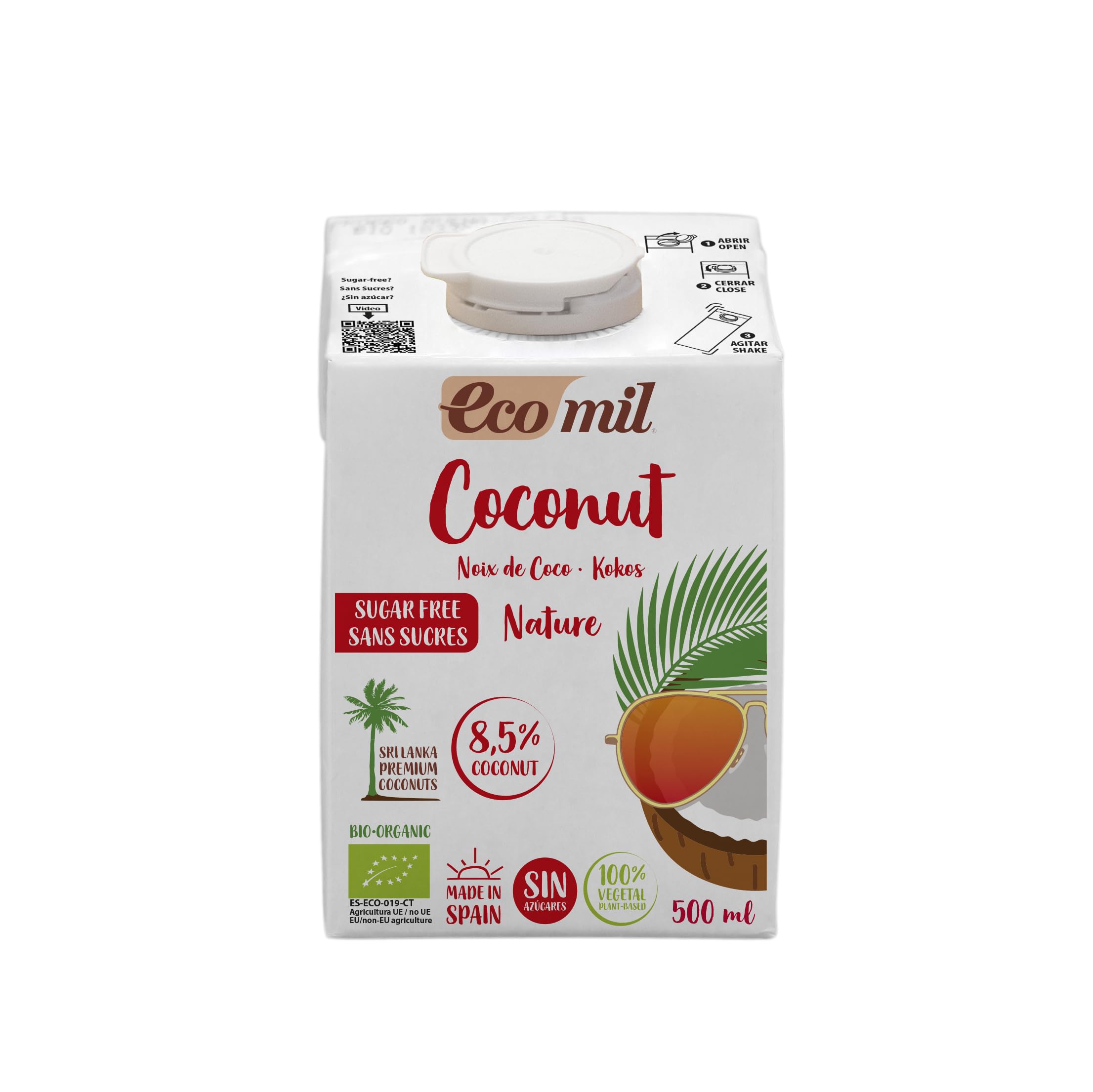 Ecomil Leche de coco Bio 500ml Sin lactosa sin gluten sin soja