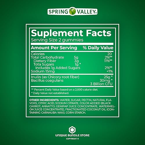Miniatura 5 de Spring Valley - Gomitas probióticas, suplemento de inulina vegetariana, probióticos para mujeres, gomitas de frutas surtidas, 60 unidades +