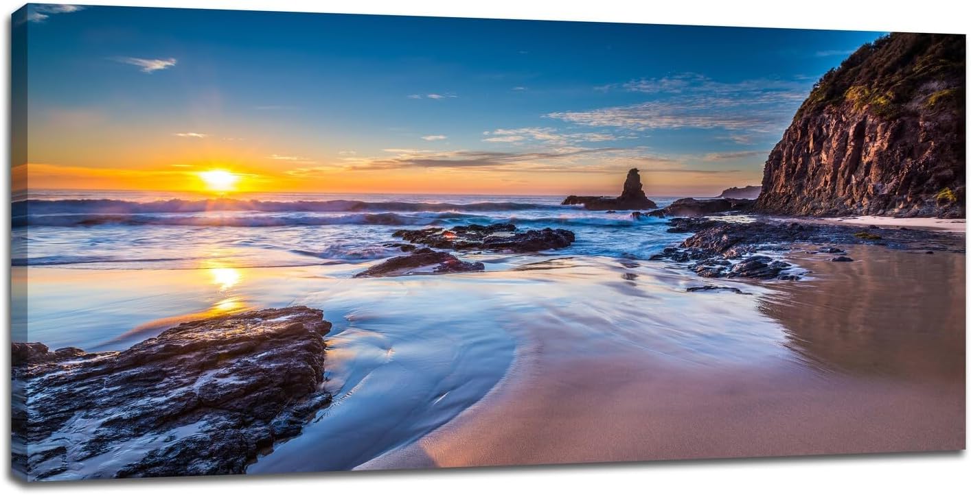 Wosabee Large Beach Wall Art for Living Room Coastal Stone