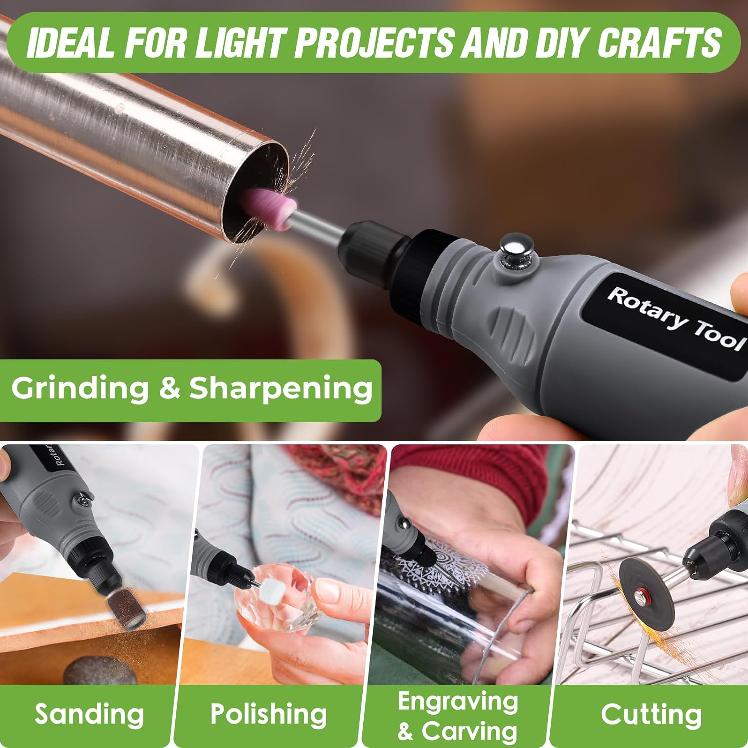 Mini Cordless Rotary Tool, 5-Speed 3.7V USB Rechargeable Rotary Tool Kit with 68 Accessories – Multi-Purpose Power Tool for Sanding, Polishing, Drilling, Engraving, DIY Crafts & Home Projects​