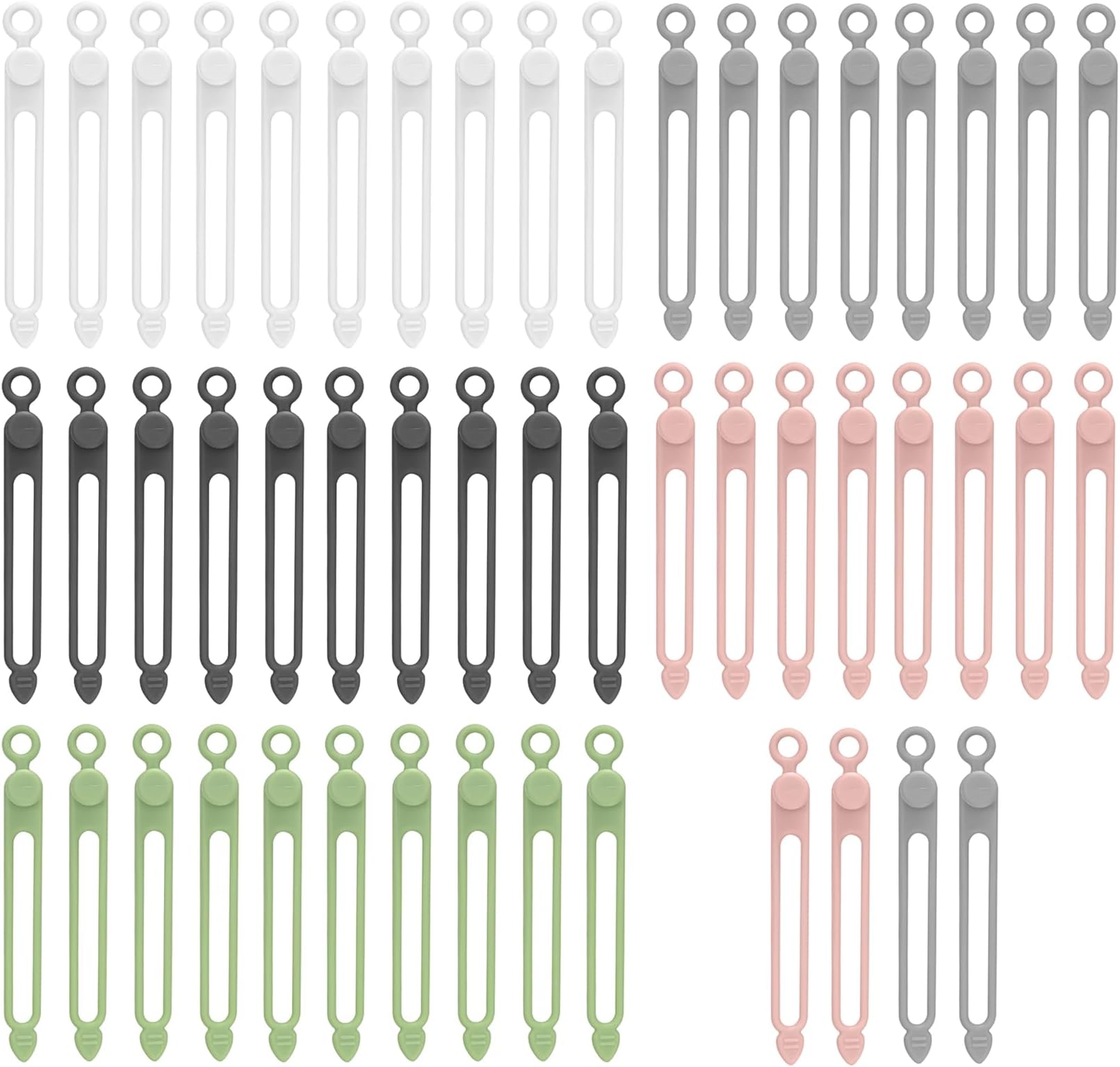 50 Pcs Silicone Cable Ties, Reusable Cable Straps Wire Organizer, Cable Management Cord Organizer for Fastening Earphone Phone Charger Home Office Desk Kitchen Appliances Cable Cords Wires