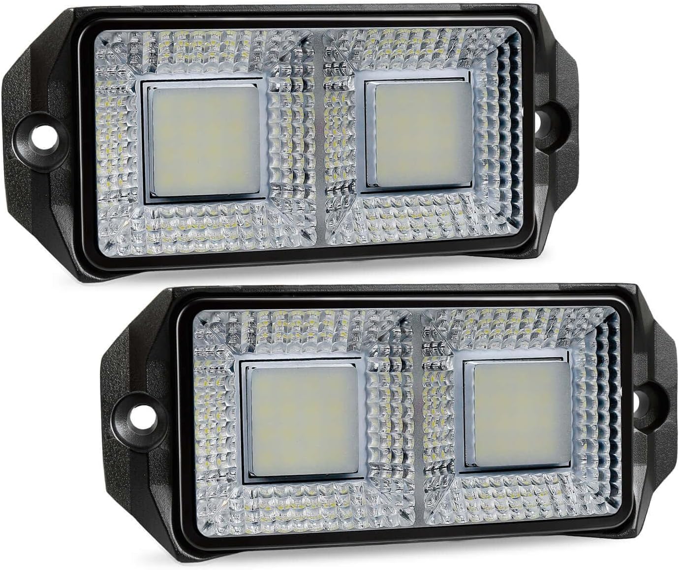 Flush Mount LED Pod Lights, Bumper Backup Reverse Auxiliary Lights Driving Fog Work Light for Truck Trailer ATV Boat Offroad Vehicles, 12V, 2PCS (4 Inch Flood)