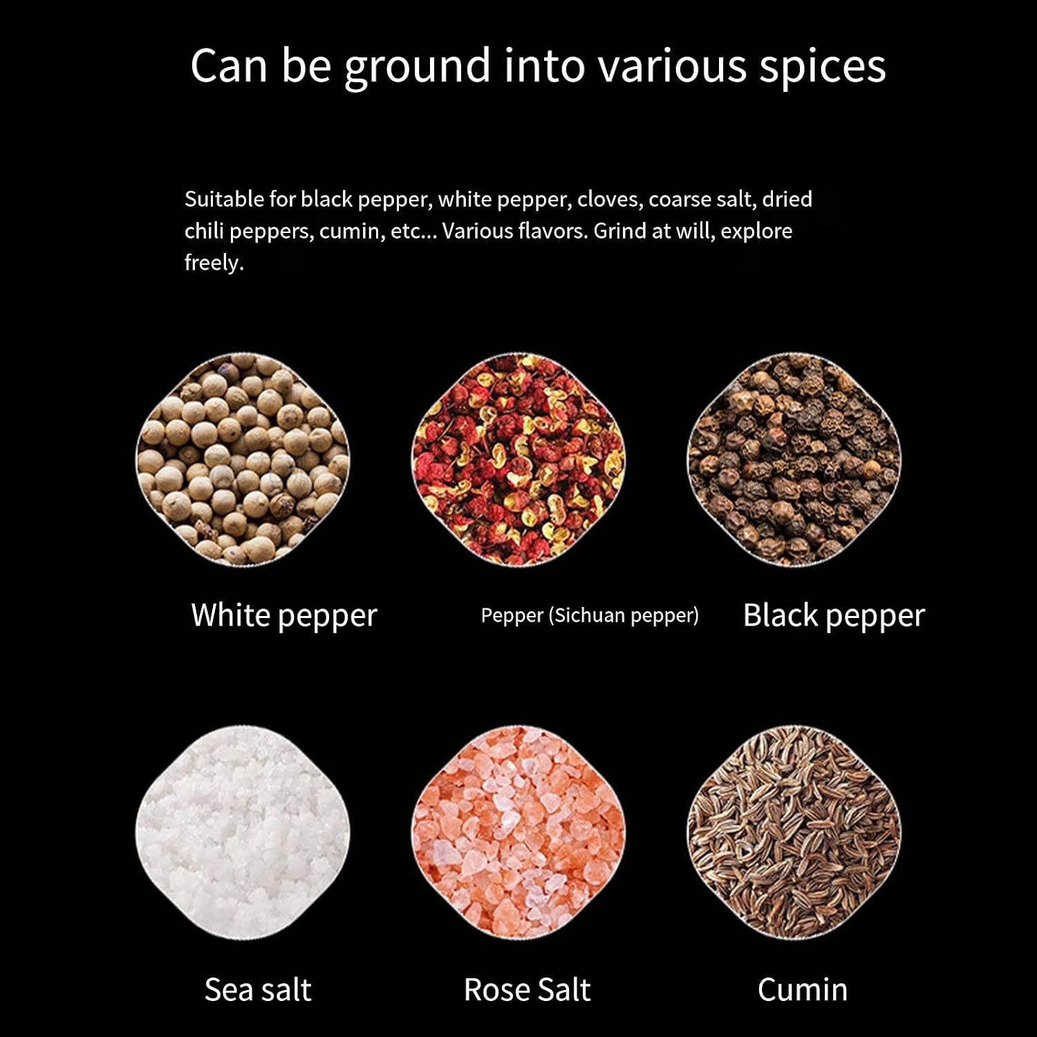 Automatic Pepper Mill Electric Grinder with Adjustable Coarseness and 2 Clear Container Set Kitchen Cooking Tool Ceramics Pepper Mill