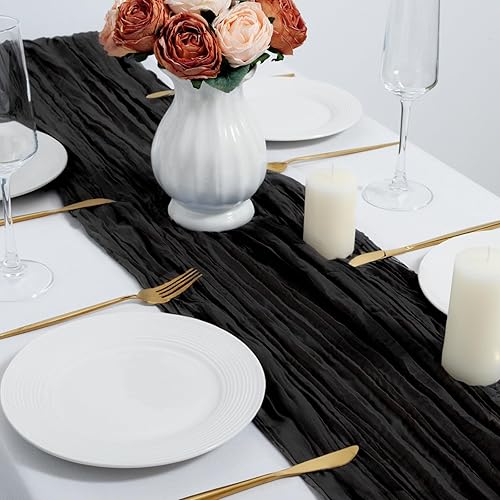 Miniatura 4 de combocube Paquete de 6 manteles largos de gasa de 35 x 120 pulgadas y 10 pies de gasa rústica romántica para Halloween, boda, recepción, despedida