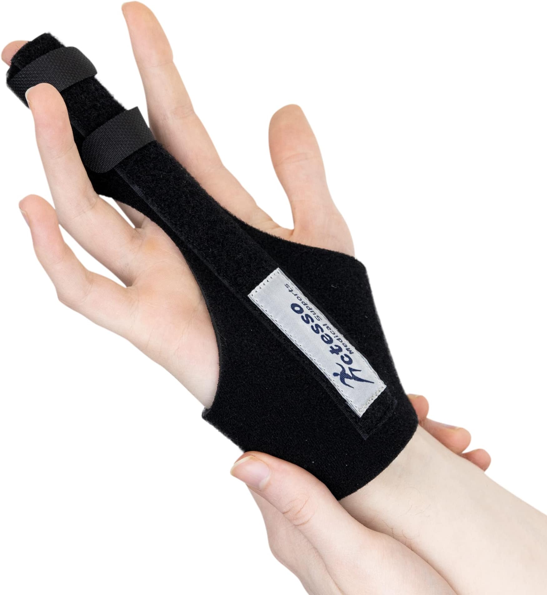 Actesso Enhanced Broken Finger Splint - Support for Trigger, Mallet, Arthritis, RSI (Repetitive Strain Injury), Ideal for Middle, Index or Ring Finger (One Size, Black)