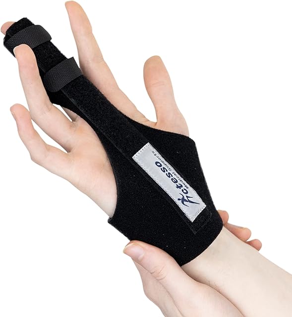 Actesso Enhanced Broken Finger Splint - Support for Trigger, Mallet, Arthritis, RSI (Repetitive Strain Injury), Small Middle Index Ring (One Size, Black)
