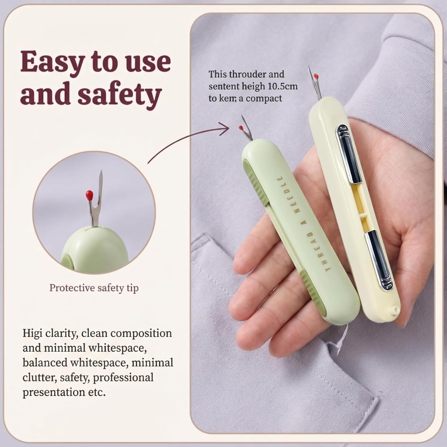 SANFUHOM 2 in 1 Needle Threader and Seam Ripper Set, Upgraded Sewing Thread Remover Tool with Portable Thread Snipper Scissors, Dual Purpose Needle Threaders for Hand Sewing and Machine (3 Pcs)