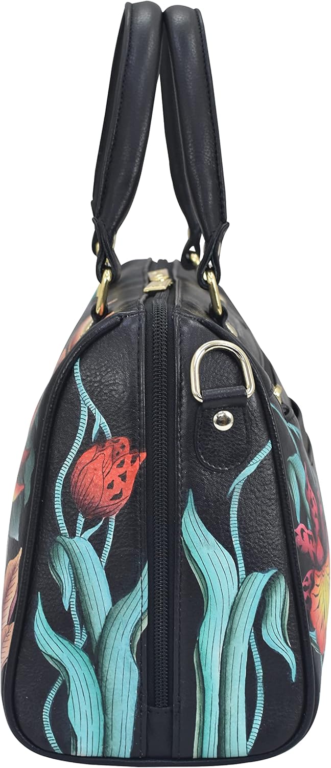 Anuschka Women's Hand-Painted Genuine Leather Zip Around Classic Satchel - Image 7