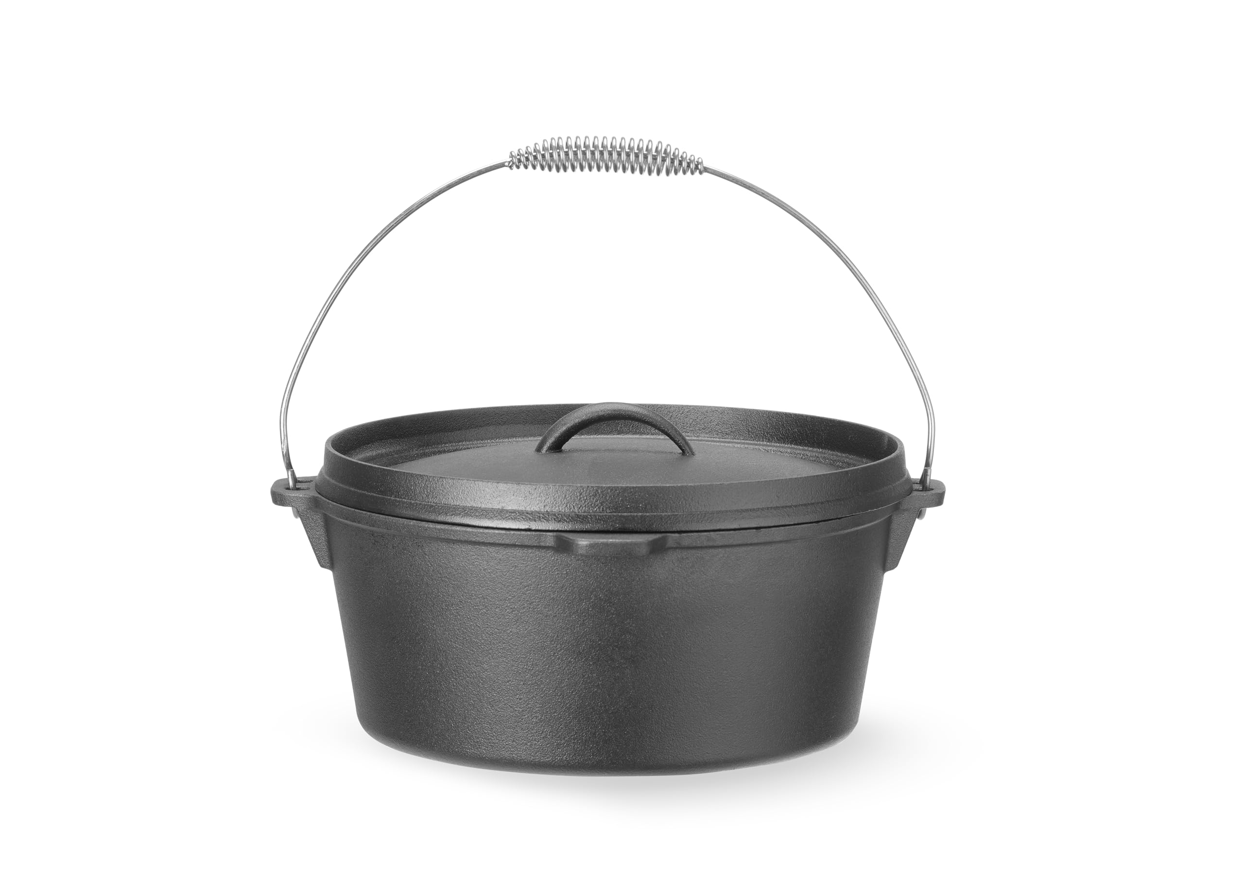 HENDI Pentola in ghisa con coperchio e manico ad arco, adatta a fuoco aperto, forno, piano cottura a gas, induzione, elettrico e vetroceramica, 7,2L, ⌀310x(H)130mm