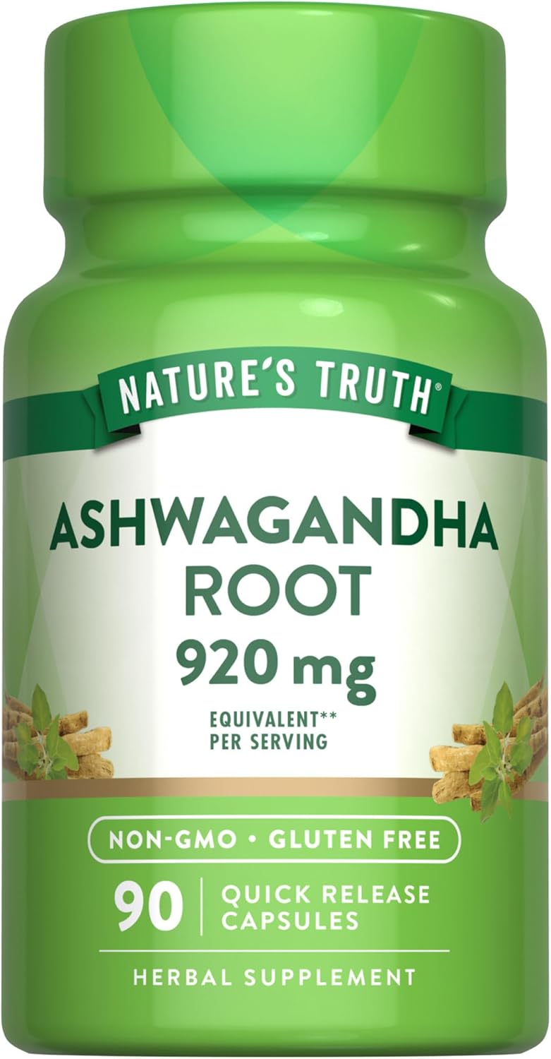 Nature’s Truth Ashwagandha Supplement Capsules | 920 mg | 90 Count | Non-GMO & Gluten Free