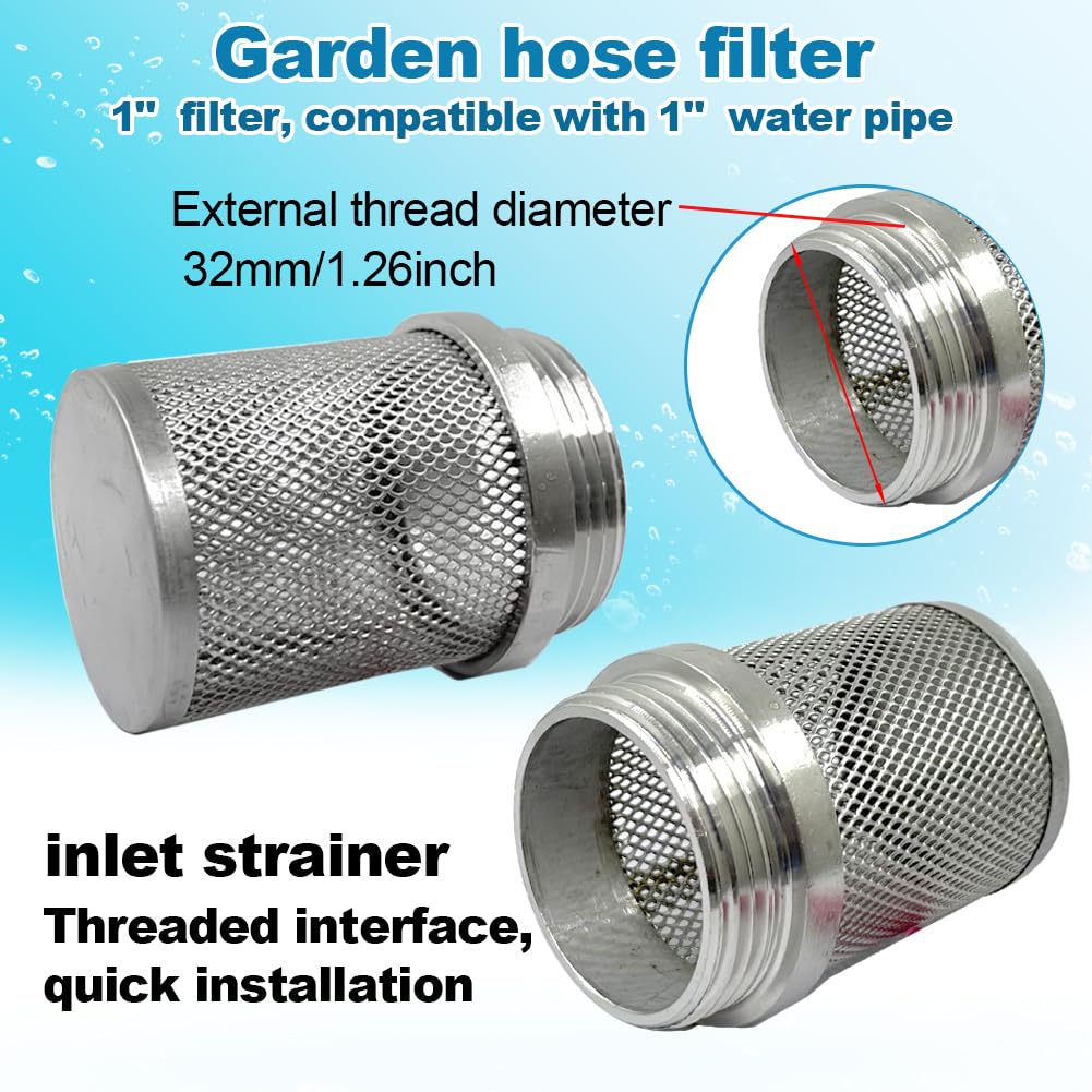 1inch 304 stainless steel filter head with External thread diameter of 32mm connected to DN25 1inch water pipe filter Used to Remove Debris and Reduce Solid Entry(1PCS)