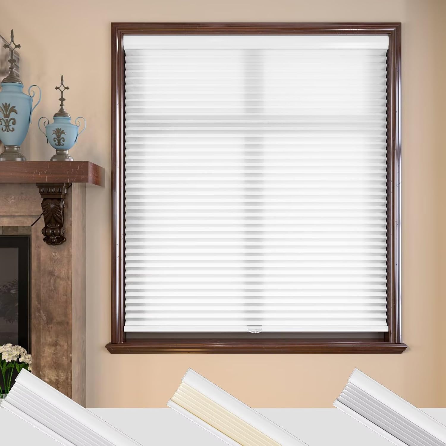 MYshade Cordless Cellular Window Shades Light Filtering Blinds for Indoor Windows 1.5 inch Honeycomb Cell Sheer Fabric Accordion Pull Down Blinds Easy Lift Easy to Install, Size 27" W X 72" H (White) White 27"W x 72"H