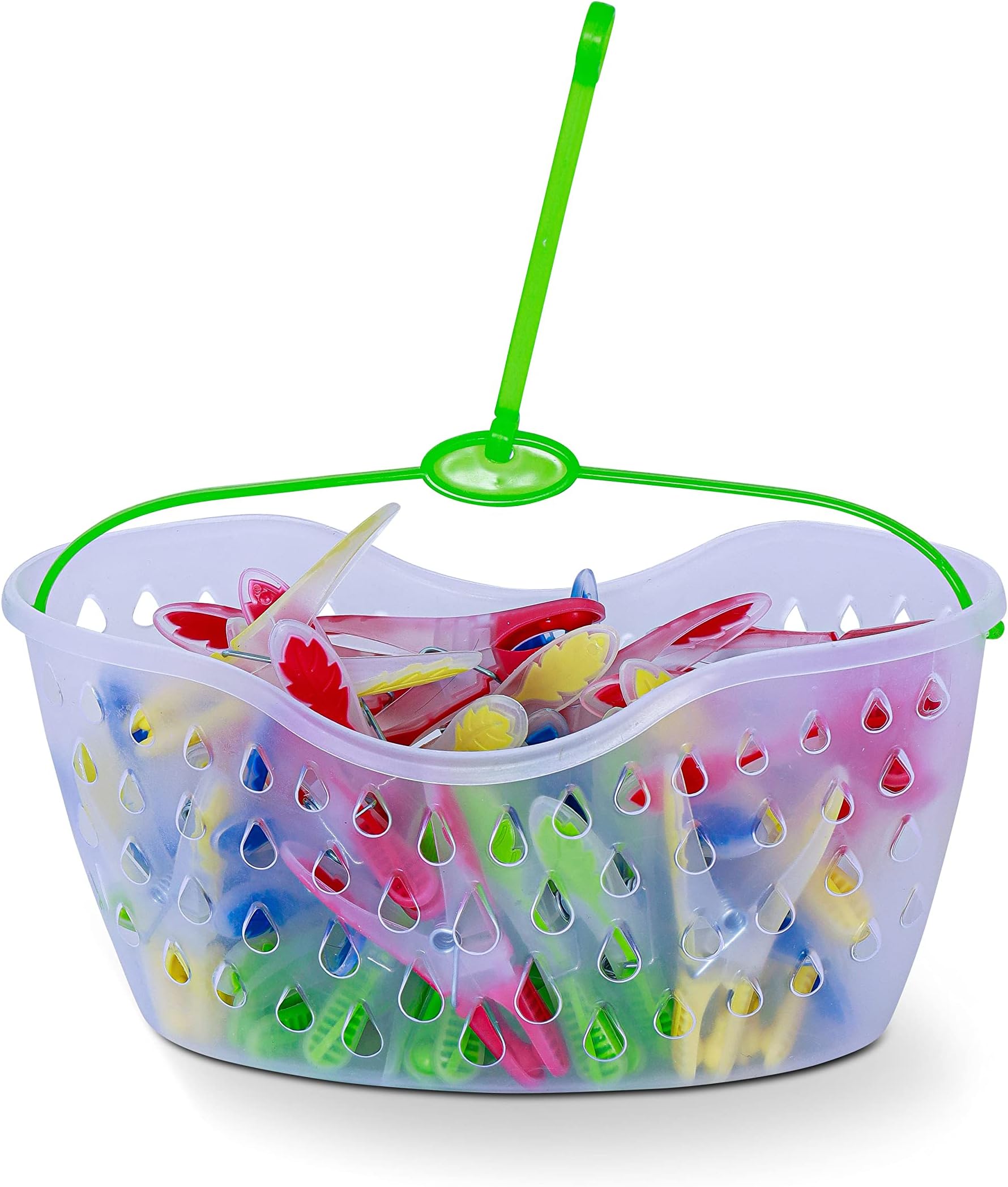 40 Pieces Pegs with Basket for Laundry Washing Line | Laundry Pegs for Strong Windproof Supplies Soft Rubber Grip Pegs| Strong Clothes Pegs (Multiple Colours)