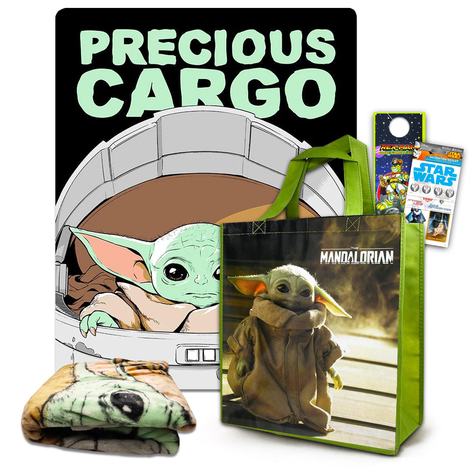 Couverture polaire Baby Yoda pour chambre d'enfant : plaid Mandalorian et sac de transport Star Wars