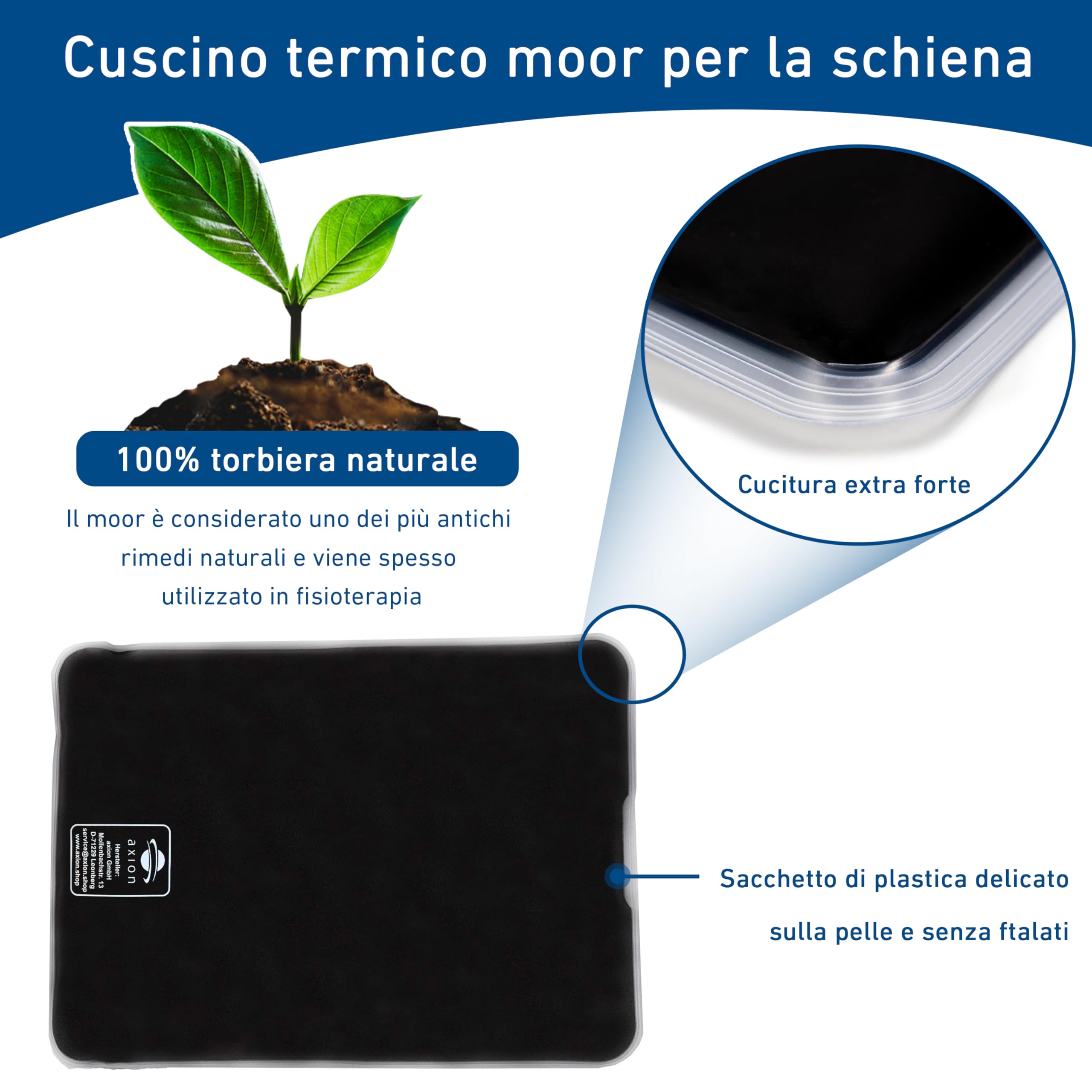 Cuscino grande al moro per microonde 28 x 38 cm - Cuscino termico al moro per schiena, collo e addome | Impacco al moro con moro naturale - Calore rilassante | axion
