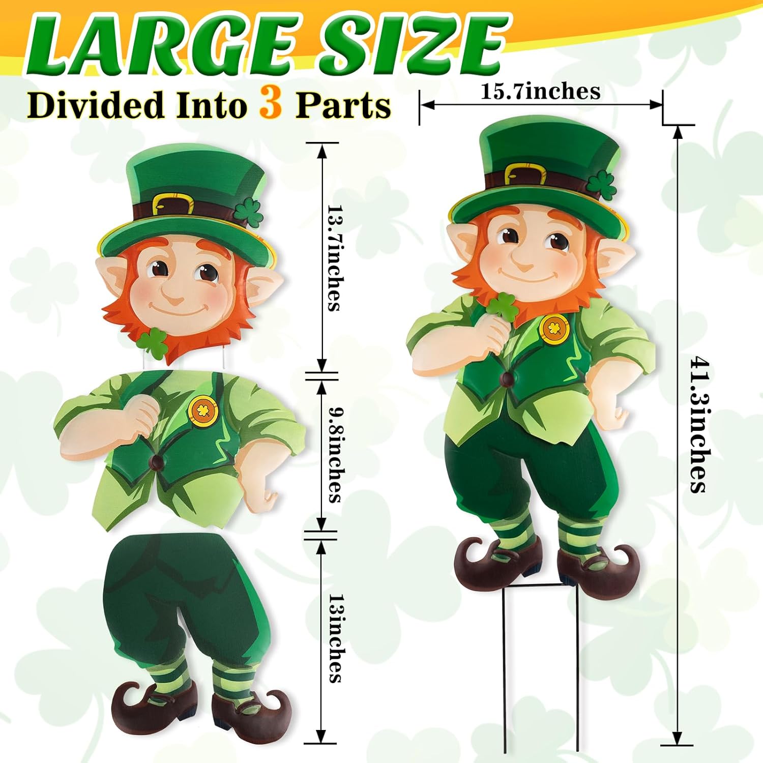 St. Patrick's Day Yard Signs Leprechaun Garden Stakes, 41.3" H Metal St. Patrick's Day Decorations Outdoor, Decorative Irish St. Patrick's Day Garden Sign for Home Party Yard Lawn Patio Porch Decor