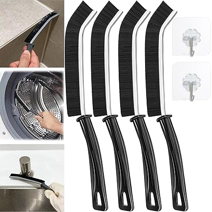 4 Pcs Hard Bristle Crevice Cleaning Brush, Multifunctional Gap Cleaning Brushes, Crevice Cleaning Tool, Groove Grout Cleaner Brush, Small Cleaning Brush for Shutter Door Window Track Kitchen
