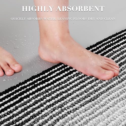 Miniatura 146 de BSICPRO Juego de alfombras y tapetes de baño, 2 piezas de felpilla gruesa y absorbente, antideslizantes, suaves y peludas para baño, lavables a