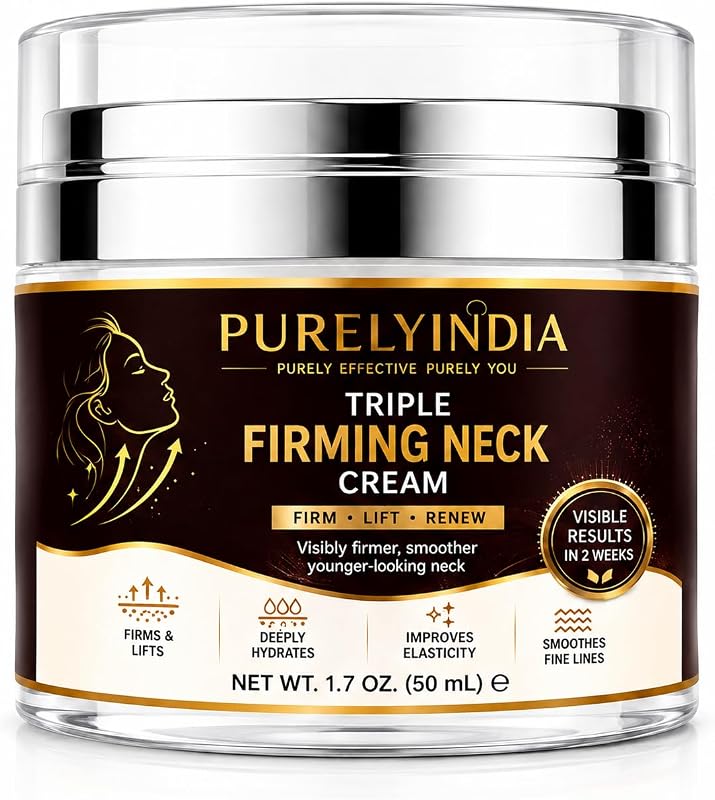 Creme para pescoço e colo Purelyindia com retinol, colágeno e peptídeos, 50 mL