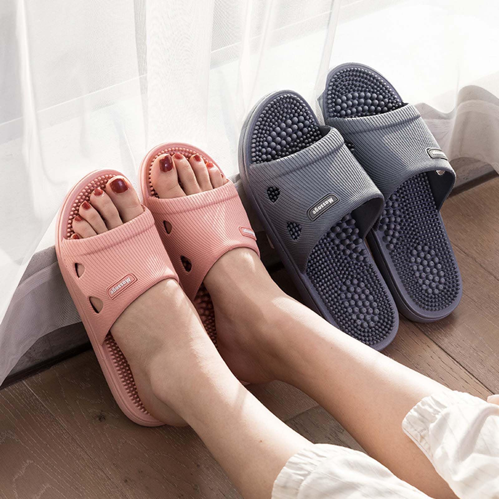 Zimoer Pantofole Per Agopressione, Massaggio Piedi Per Donna Uomo, Da Casa Doccia Sandali Sollievo Dolore Plantare Fascite Plantare (Rosa, 38)