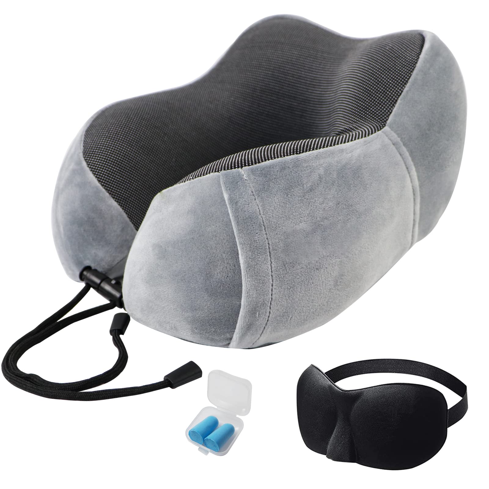 EJOYEJOY Memory Foam Neck Pillow for Napping Neck pillow for Ergonomic Head and Neck Support, Removable Cover Travel Pillow for Plane Cars Trains Office Home