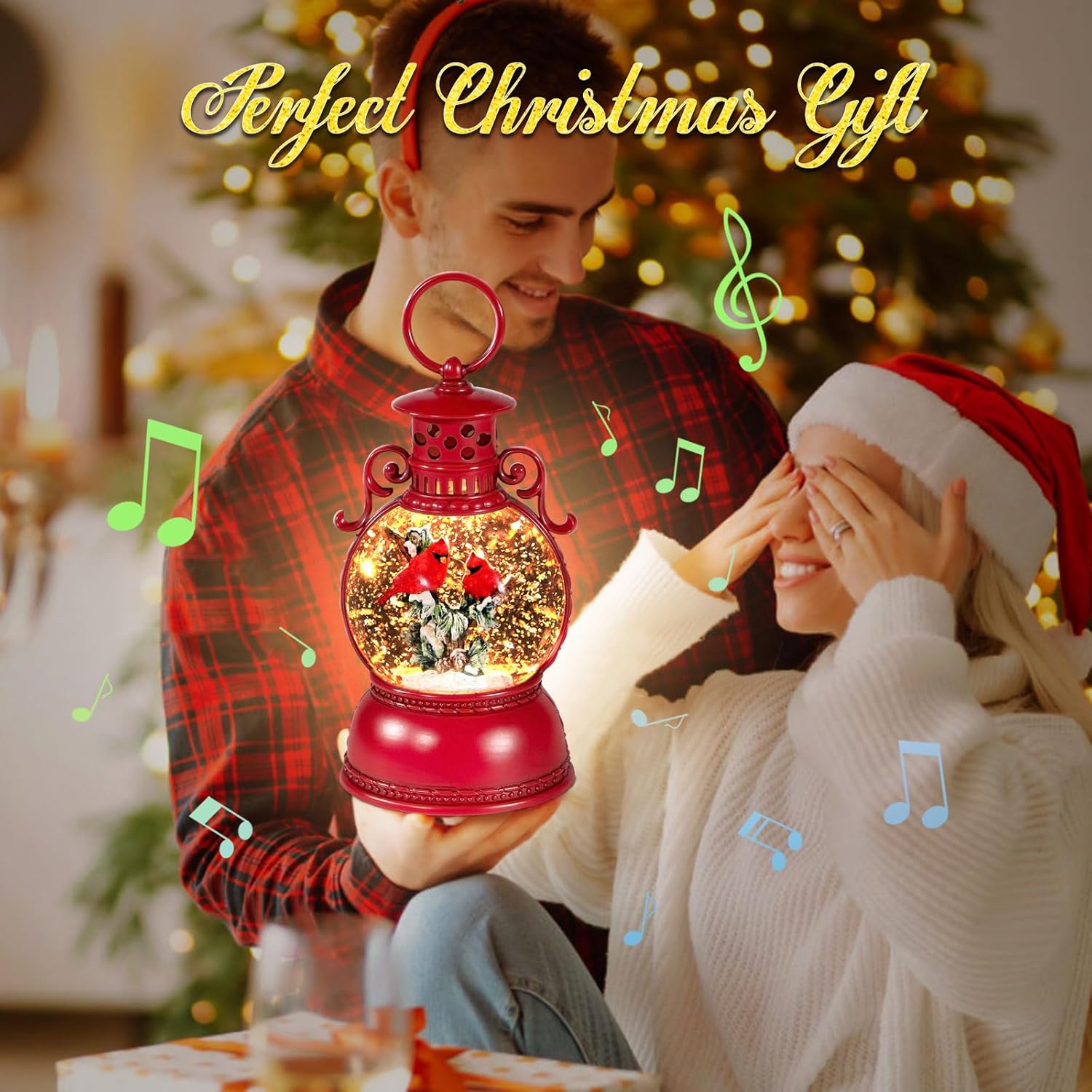 Christmas Snow Globes, Cardinal Christmas Water Globes with 8 Songs, 6H Timer Battery & USB Powered Glitter Snow Globe Music Box Suitable for Christmas Home Decorations Holiday Party Gifts - Image 5